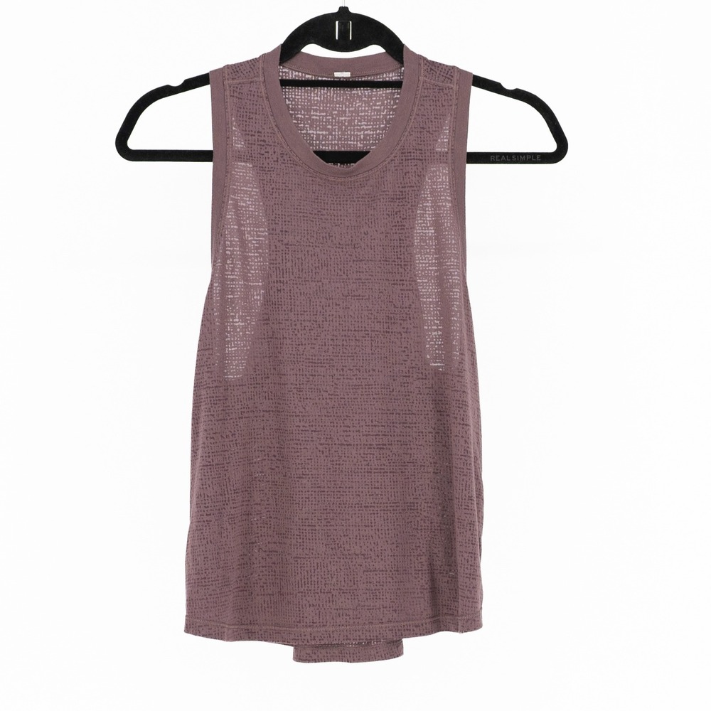 Lululemon Women's Semi Sheer Crew Neck Sleeveless Athletic Tank top Purple M